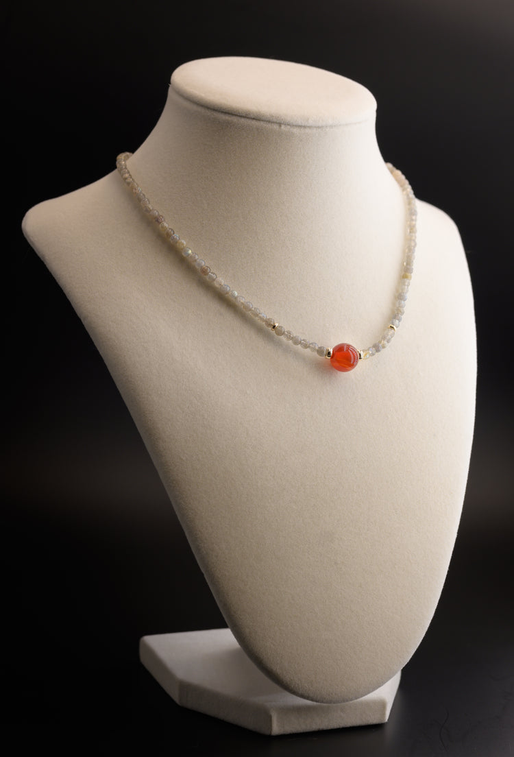 Vintage Scarlet Sensation Carnelian Labradorite Necklace