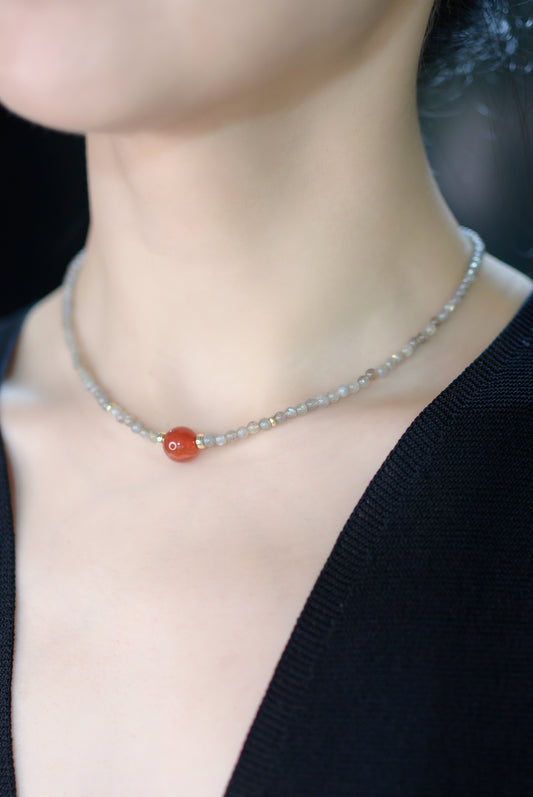 Vintage Scarlet Sensation Carnelian Labradorite Necklace