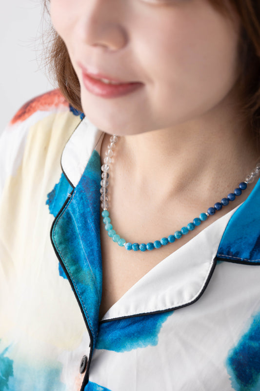 Seraphic Blue Serenity Necklace | Amazonite (AAA) Pacific Blue Apatite Dumortierite(AAA)