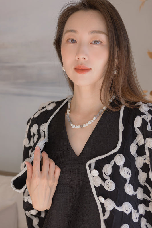 Shoreline Mirage Necklace | Labradorite (AA) White Trochus Shell