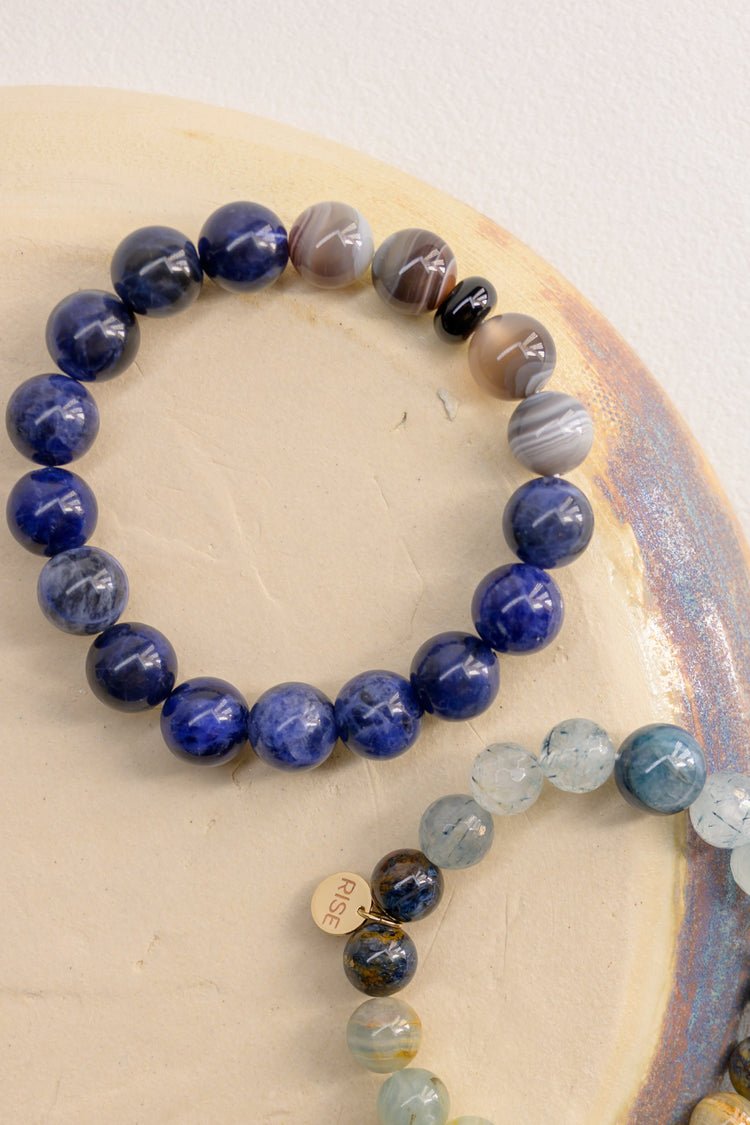 Visionary Spark Man Bracelet | Sodalite Botswana Agate Black Onyx