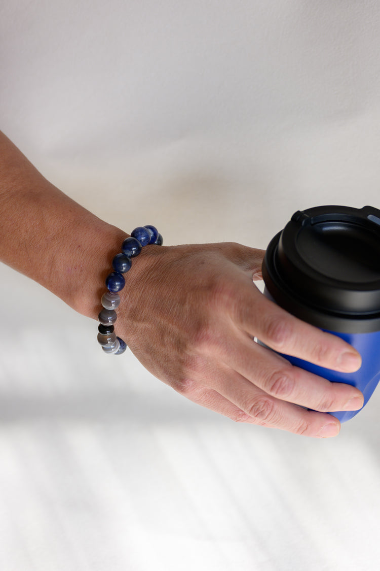 Visionary Spark Man Bracelet | Sodalite Botswana Agate Black Onyx