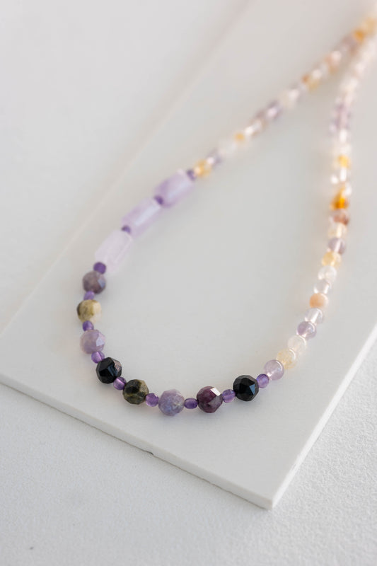 Solar Amethyst Balance Necklace | Tourmaline (A) Lavender Jade Ametrine Amethyst