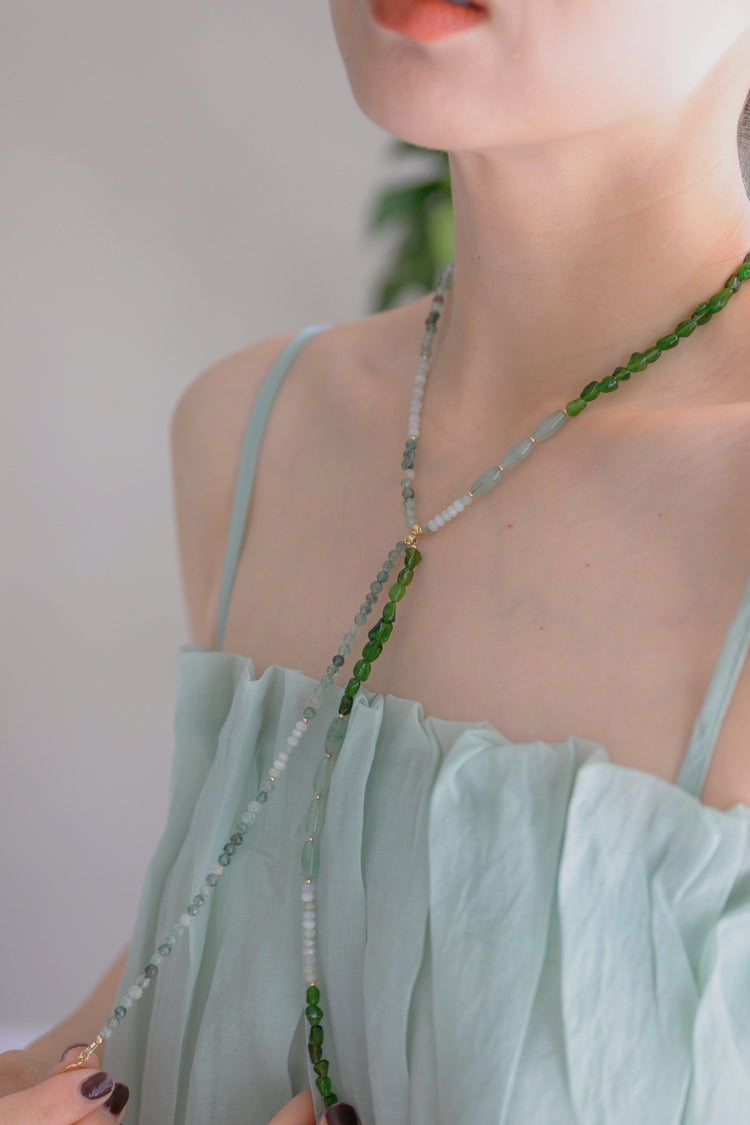 Springtide 7in1 Necklace Green Aventurine Chrome Diopside Burma Jade