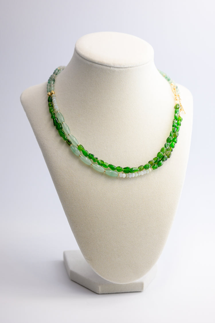 Springtide 7in1 Necklace Green Aventurine Chrome Diopside Burma Jade