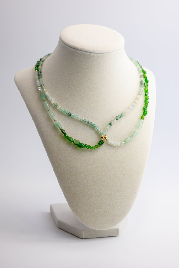 Springtide 7in1 Necklace Green Aventurine Chrome Diopside Burma Jade