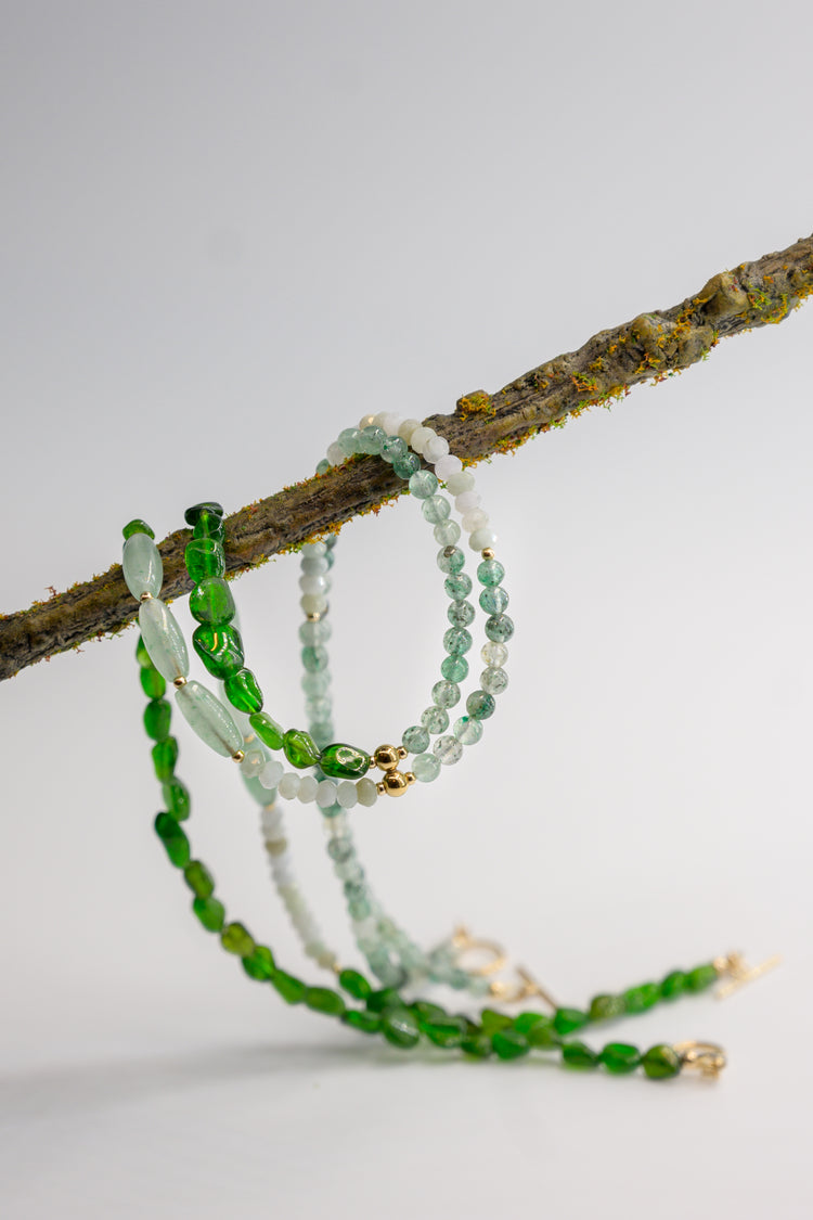 Springtide 7in1 Necklace Green Aventurine Chrome Diopside Burma Jade