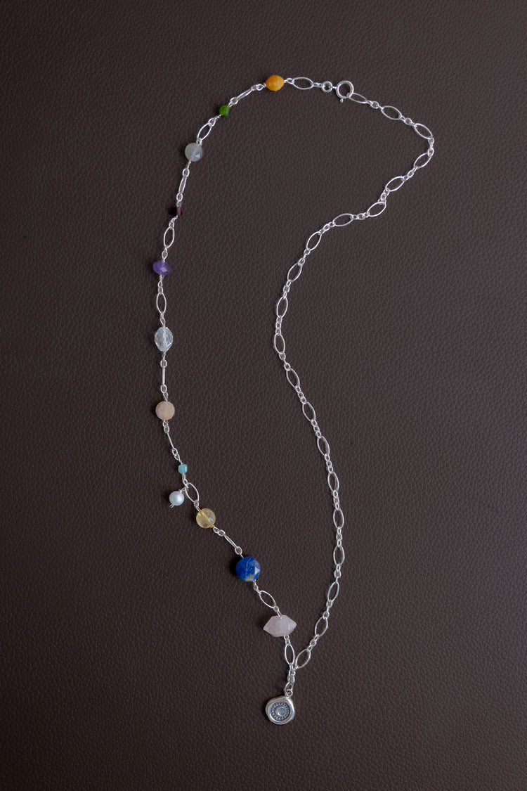 The Moon in Your Tender Light Necklace with Moon Charm | Mixed Gemstones