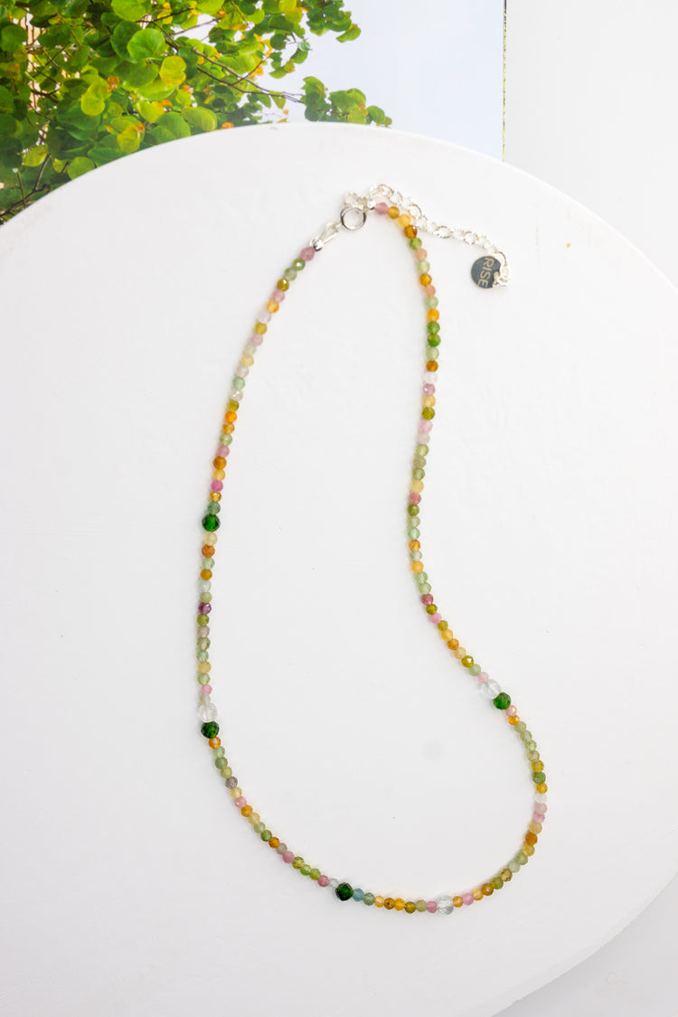 Tropical Spark Necklace | Tournaline Chrome Diopside (AAA) White Topaz