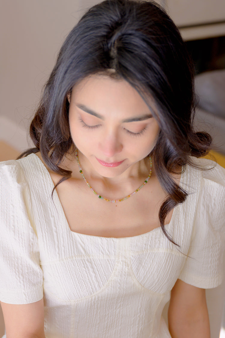 Tropical Spark Necklace | Tournaline Chrome Diopside (AAA) White Topaz