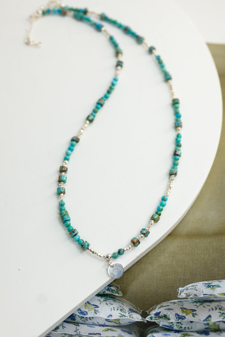 Silver Lining Turquoise Waves | Hubei Turquoise (A) Fine Silver .999