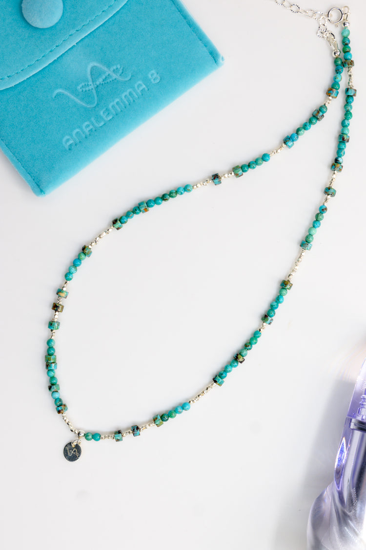 Silver Lining Turquoise Waves | Hubei Turquoise (A) Fine Silver .999
