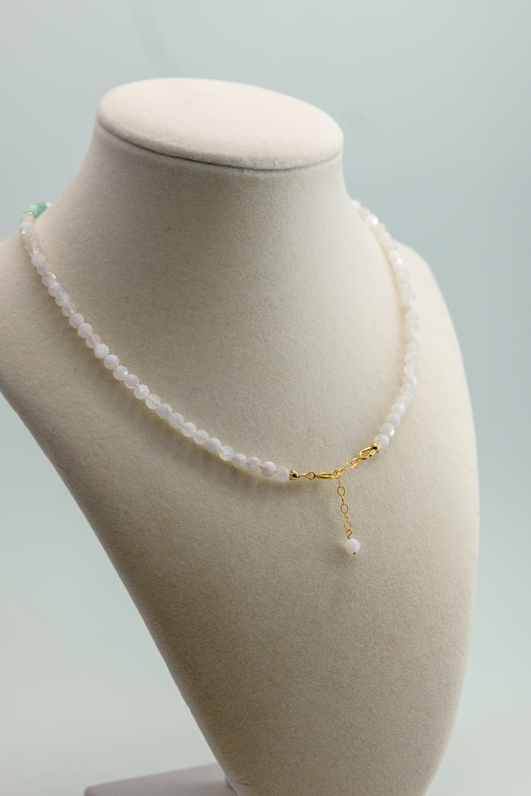 Twilight Mist Necklace Russian Green Angelite Rainbow Moonstone