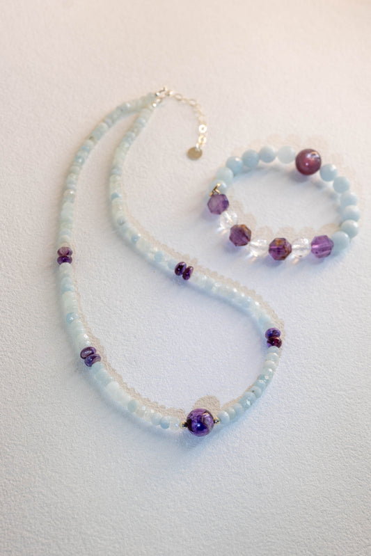 Twilight Reverie Necklace | Aquamarine Purple Muscovite
