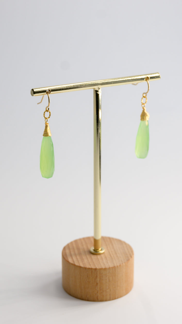 Verdure Stream Drop Earrings Green Chalcedony