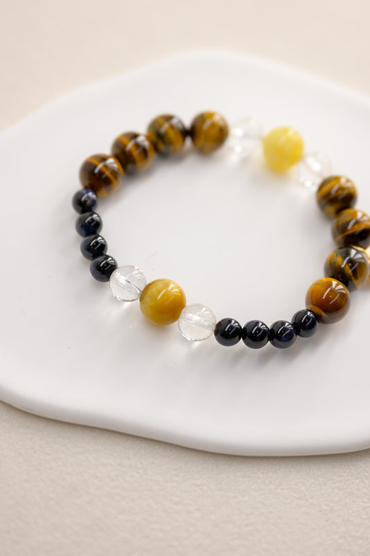 Vibrant Earth Pulse Bracelet | Blonde Tiger's Eye Hawk's Eye Yellow Opal Tiger's Eye