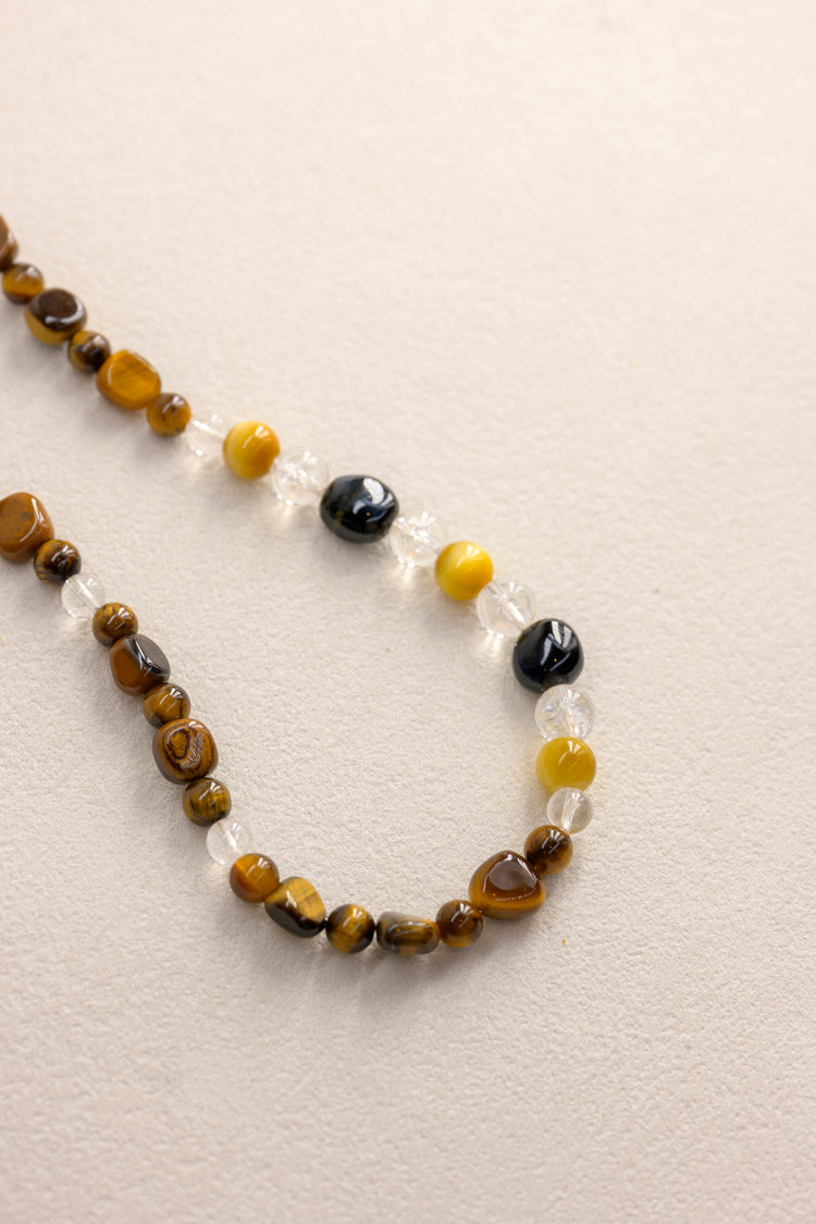 Vibrant Earth Pulse Necklace | Blonde Tiger's Eye Hawk's Eye Tiger's Eye