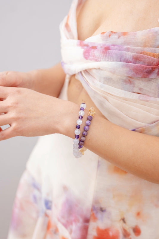 Violet Insight Double-lined Bracelet | Brazilian Purple Muscovite Amethyst(A) Citrine