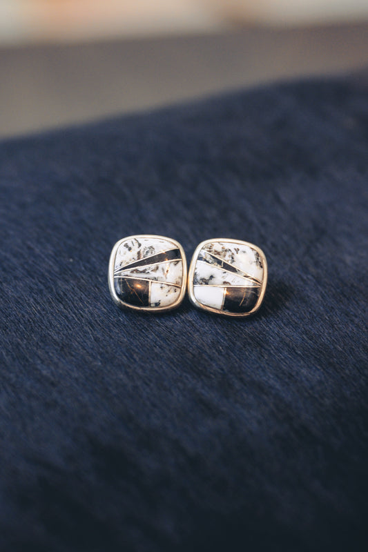 White Buffalo Turquoise Square Earrings By Ed Design