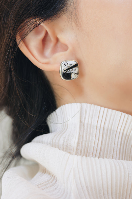 White Buffalo Turquoise Square Earrings By Ed Design