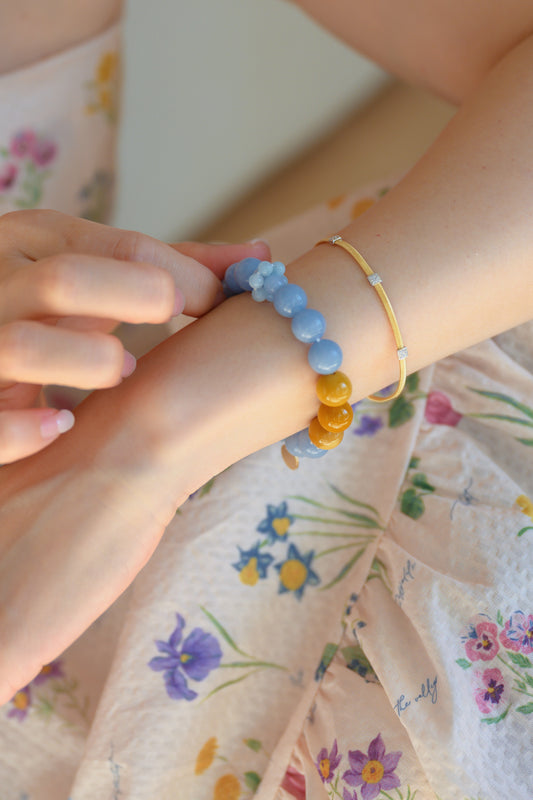 Visionary Spark Bracelet | Angelite(A) Yellow Mookaite Aquamarine