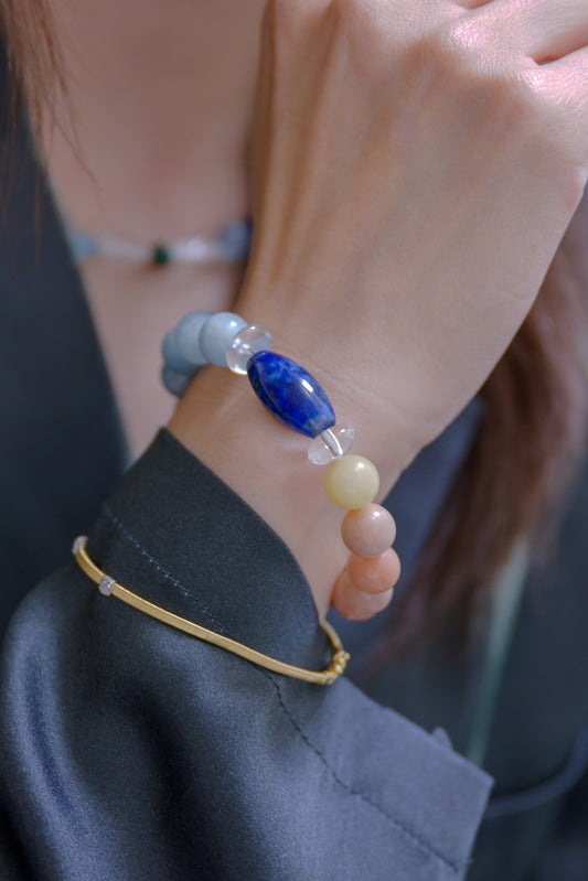 Visionary Spark Bracelet | Aquamarine Lapis Petrified Wood Agate