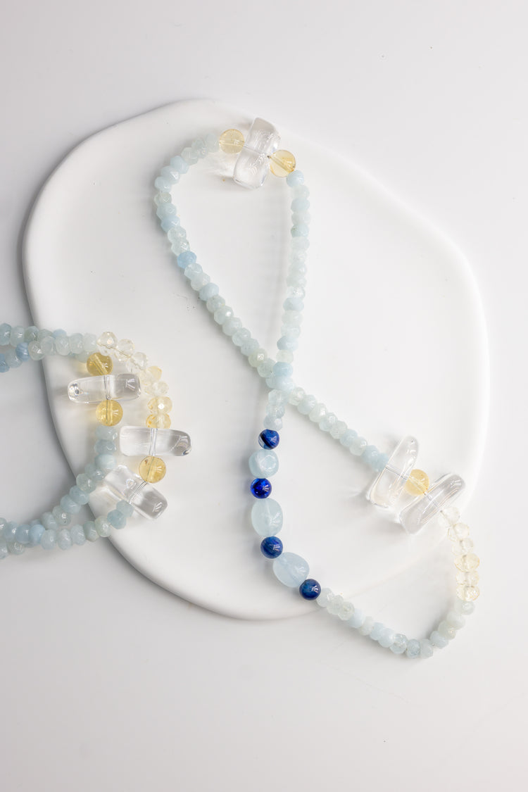 Visionary Spark Double-lined Bracelet | Aquamarine Kyanite(AA) Citrine Rock Crystal Quartz