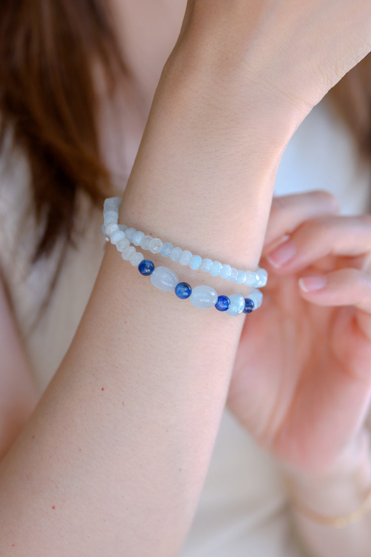 Visionary Spark Double-lined Bracelet | Aquamarine Kyanite(AA) Citrine Rock Crystal Quartz