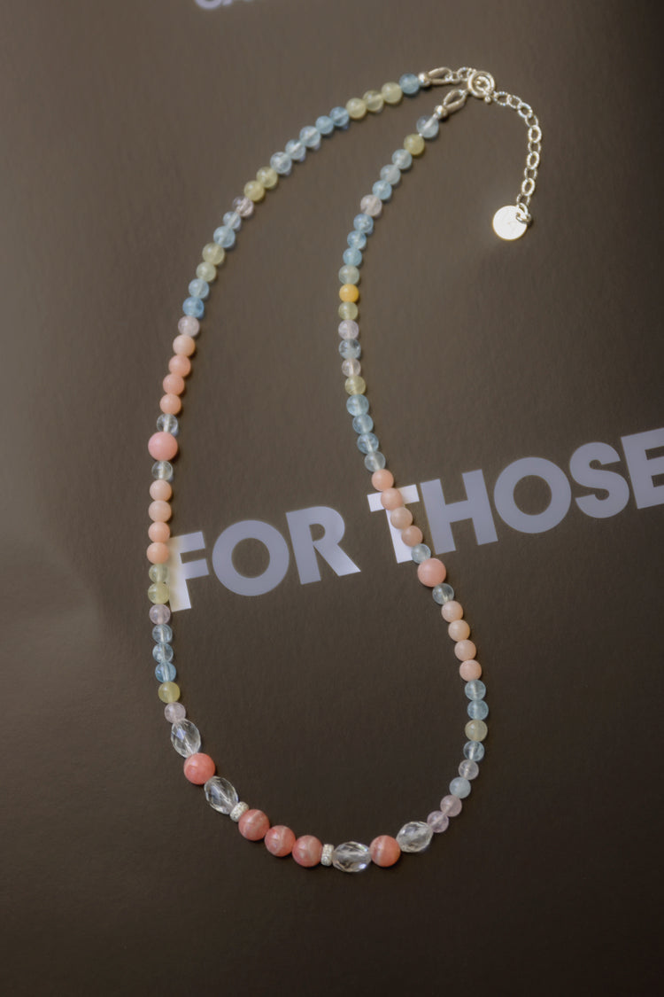 Petal Whispers Necklace | Multi Beryl(A) Rhodochrosite(A) Pink Opal (A)