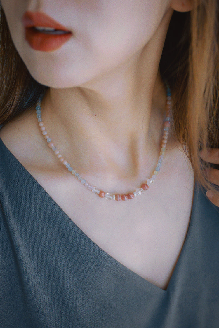 Petal Whispers Necklace | Multi Beryl(A) Rhodochrosite(A) Pink Opal (A)