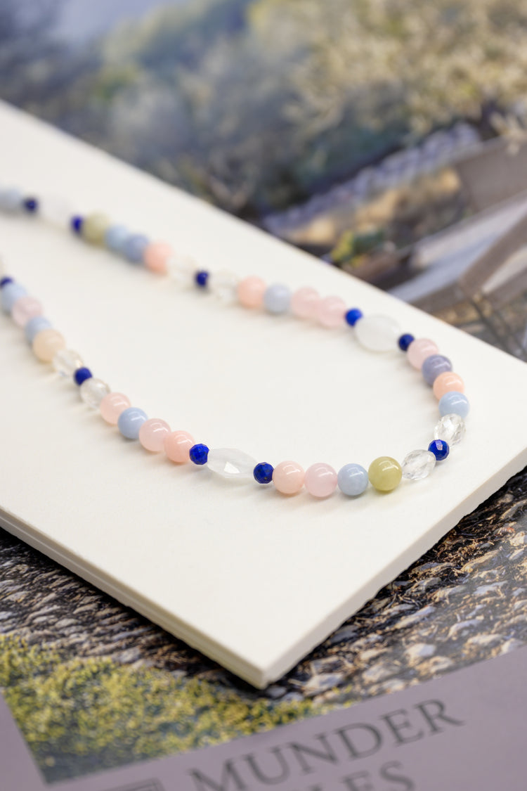 Lagoon Glow Necklace | Multi Beryl (A) Lapis (A) Rock Cystal Quartz