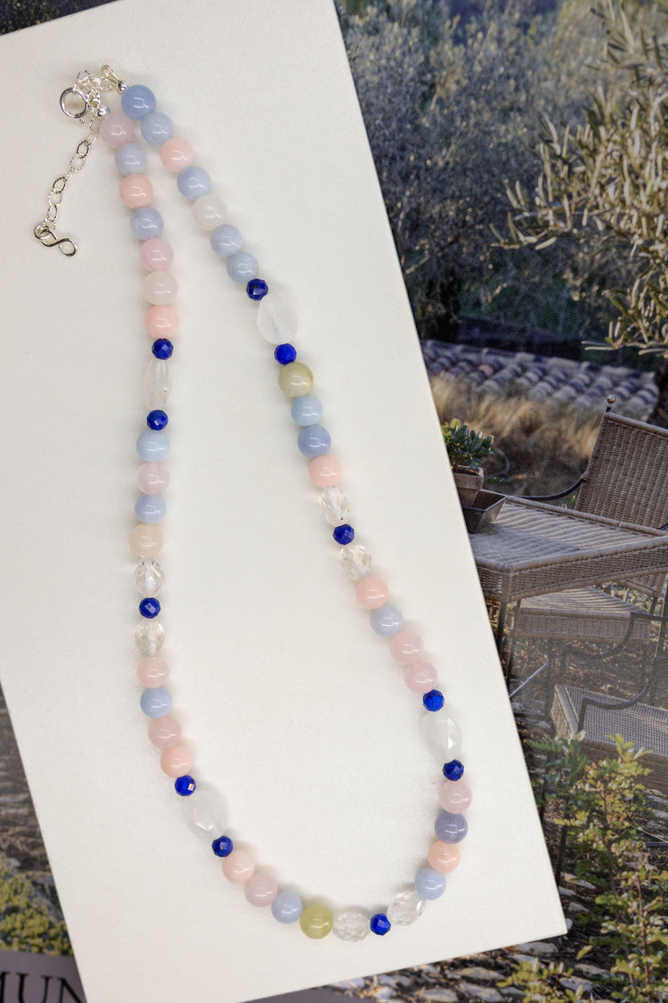 Lagoon Glow Necklace | Multi Beryl (A) Lapis (A) Rock Cystal Quartz
