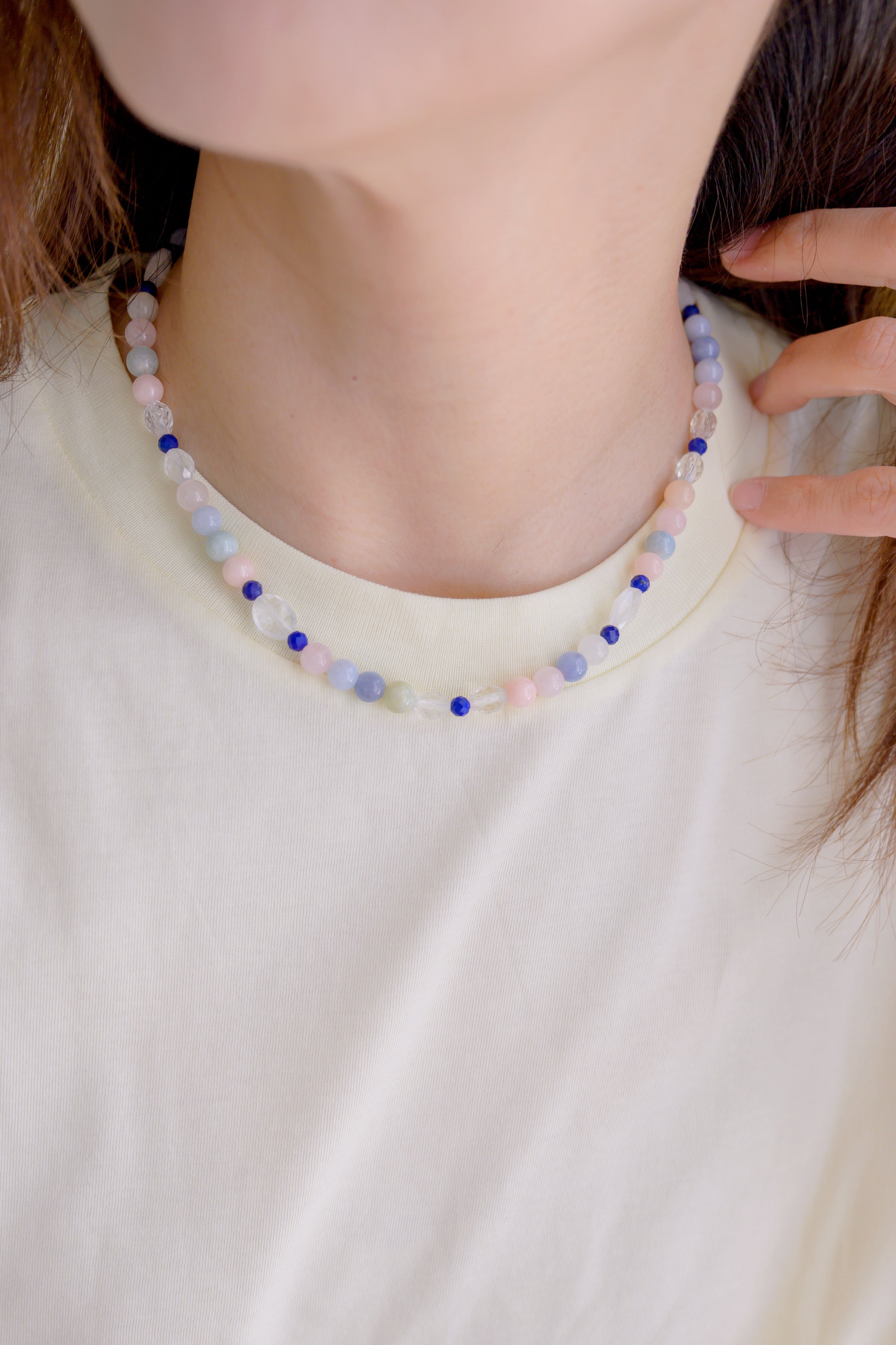 Lagoon Glow Necklace Multi Beryl (A) Lapis (A) Rock Cystal Quartz