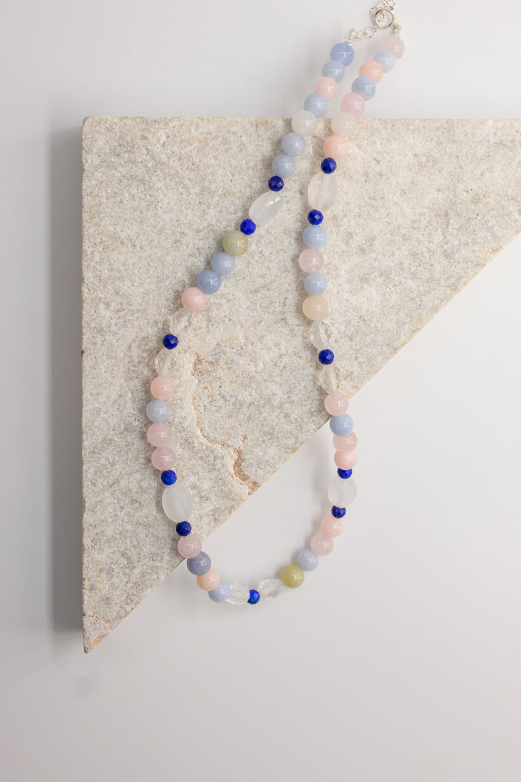 Lagoon Glow Necklace | Multi Beryl (A) Lapis (A) Rock Cystal Quartz