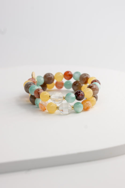 Fortune Flow Bracelet | Russian Green Angelite Red Hematoid Quartz Copper Sunstone