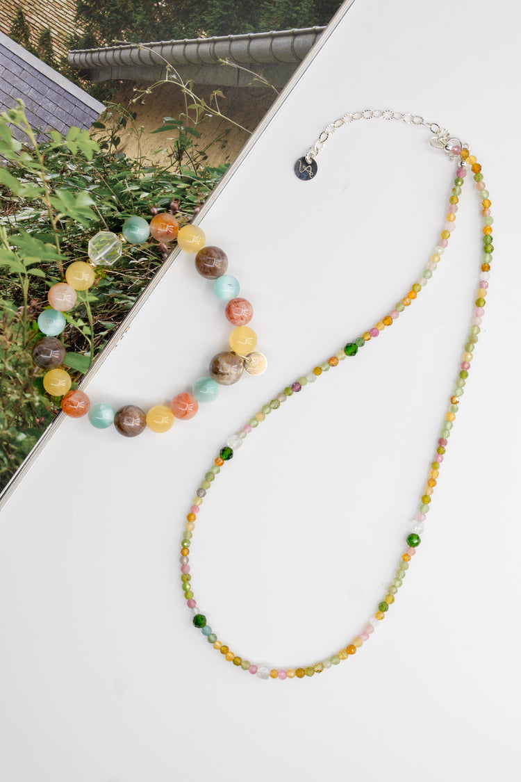Fortune Flow Bracelet | Russian Green Angelite Red Hematoid Quartz Copper Sunstone