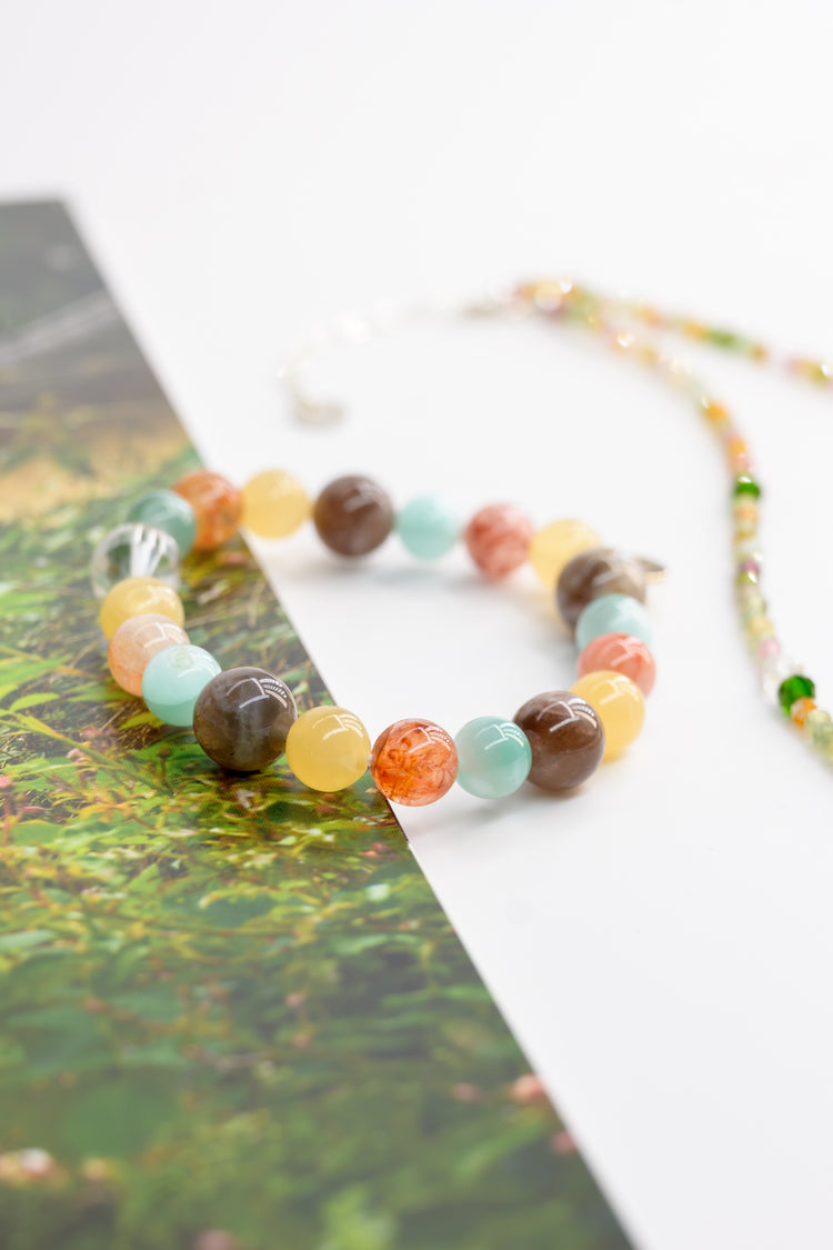 Fortune Flow Bracelet | Russian Green Angelite Red Hematoid Quartz Copper Sunstone