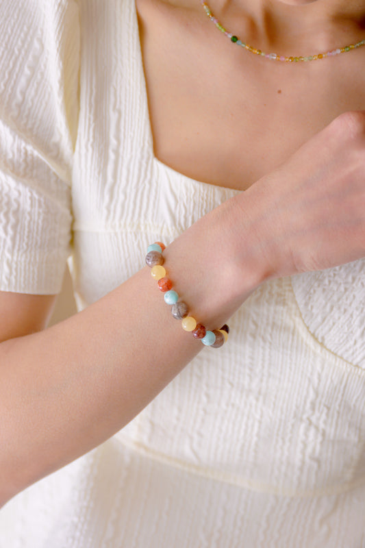 Fortune Flow Bracelet | Russian Green Angelite Red Hematoid Quartz Copper Sunstone