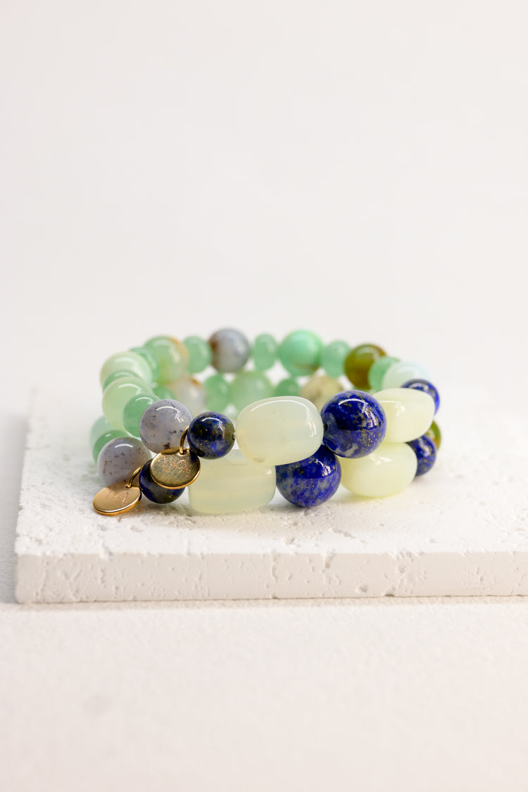 Fortune Flow Bracelet | Lapis(AA) Australian Chrysoprase(A) Green Serpentine Green Aventurine