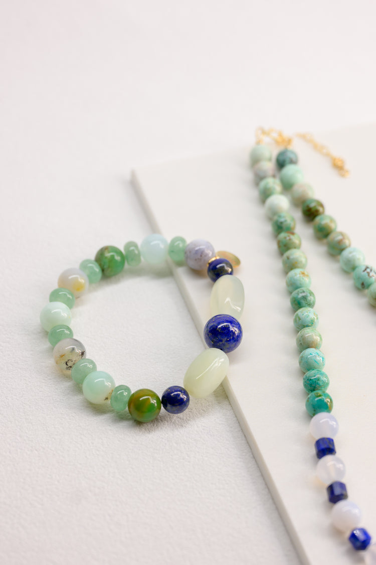Fortune Flow Bracelet | Lapis(AA) Australian Chrysoprase(A) Green Serpentine Green Aventurine