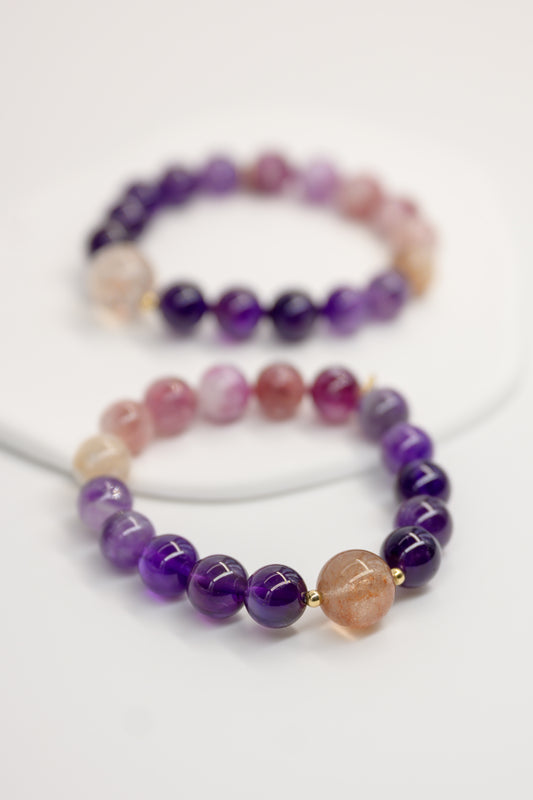 Golden Ambition Bracelet | Black Super 7 Amethyst Mica Quartz