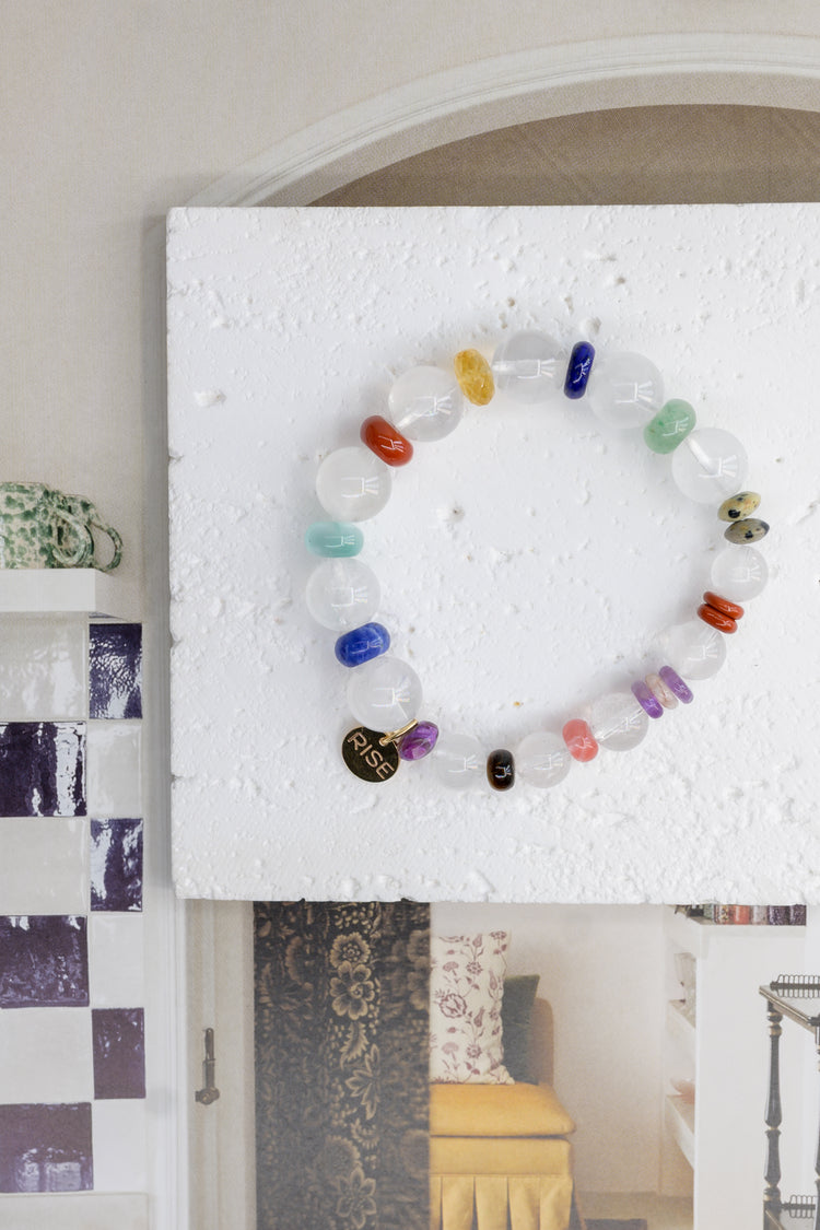 Color Pulse Bracelet | Rock Crystal Quartz Dalmatian Jasper Dogtooth Amethyst Brazilian Violet Muscovite Green Angelite Cherry Quartz Lapis(AA) Carnelian (natural) Red Jasper