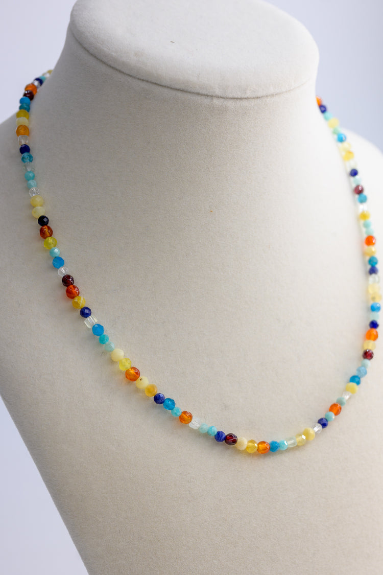 Radiant Roots Necklace | Yellow Opal Garnet (AA) Peruvian Amazonite (AAA) Sodalite Prehnite (A) Carnelian (natural)