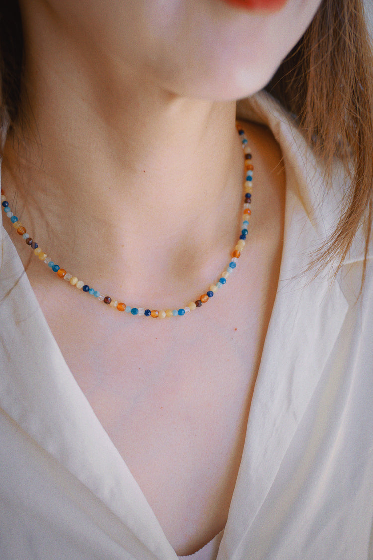 Radiant Roots Necklace | Yellow Opal Garnet (AA) Peruvian Amazonite (AAA) Sodalite Prehnite (A) Carnelian (natural)