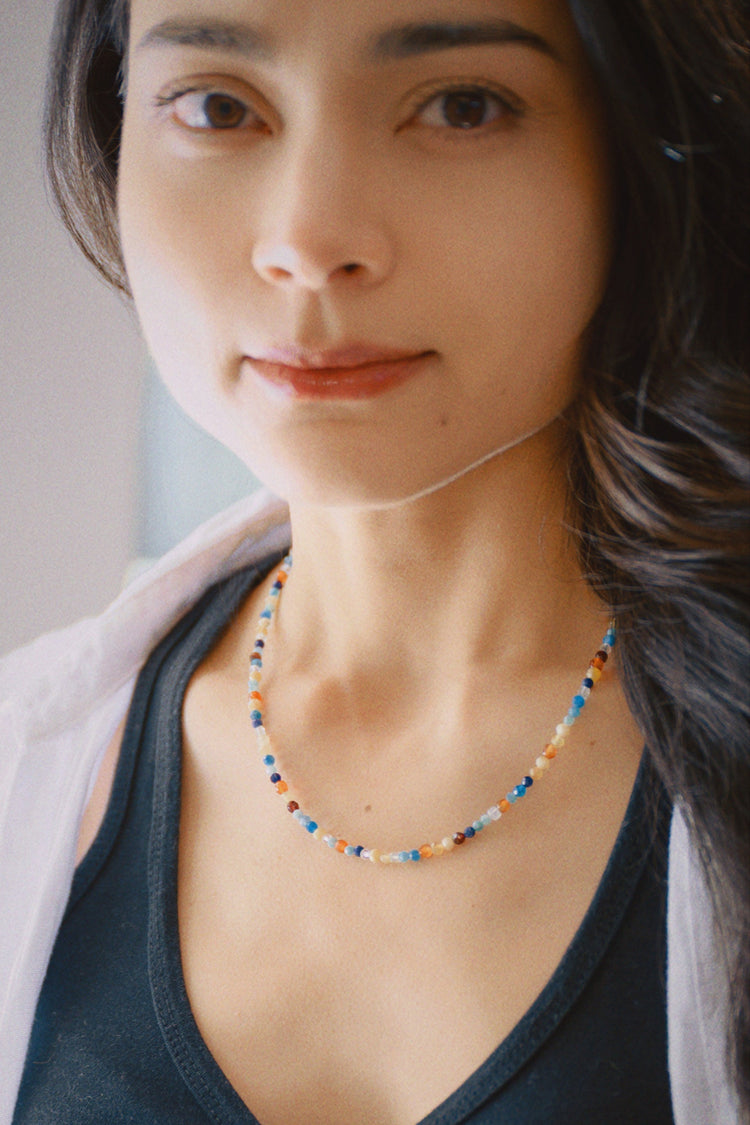 Radiant Roots Necklace | Yellow Opal Garnet (AA) Peruvian Amazonite (AAA) Sodalite Prehnite (A) Carnelian (natural)