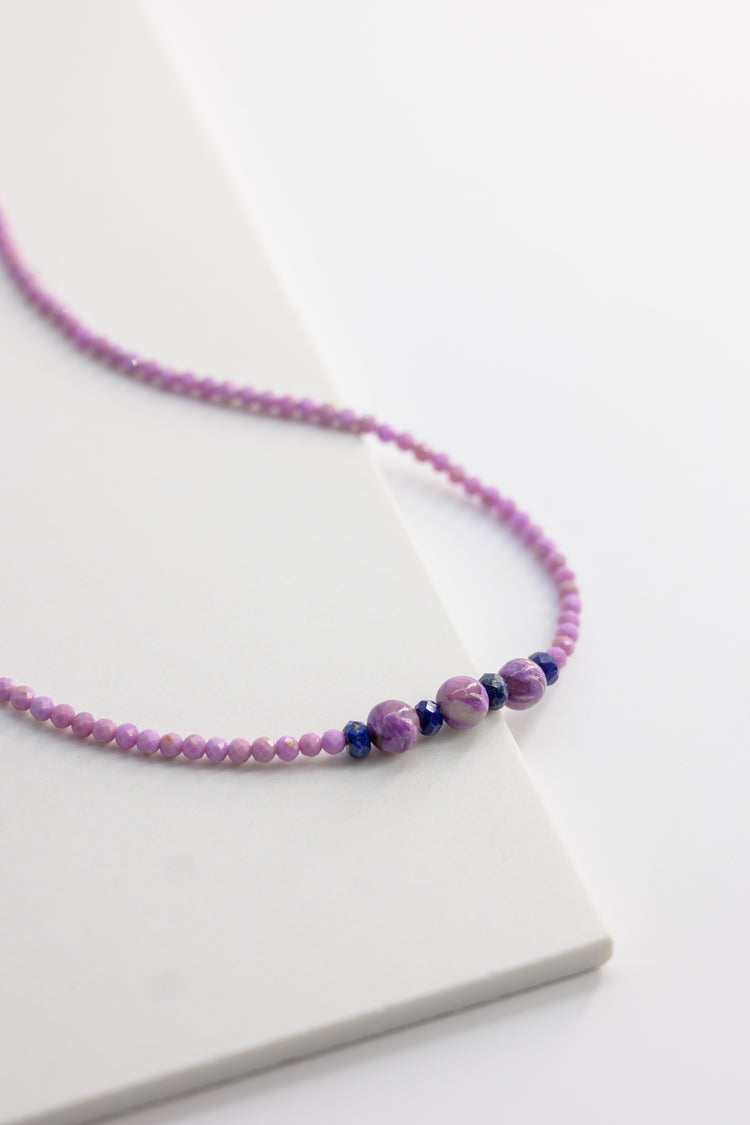 Basic1.0 | Phosphosiderite Brazlian Purple Muscovite Lapis Necklace