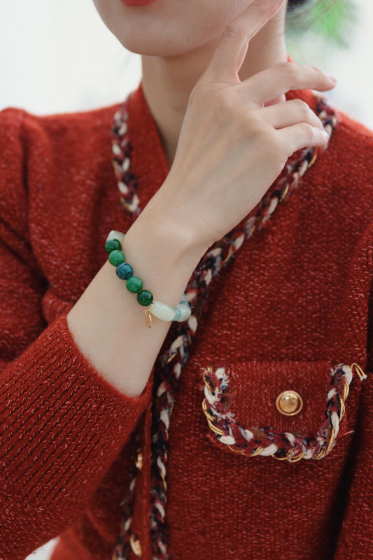 Longevity Charm Bracelet | Malachite Maw Sit Sit New Jade