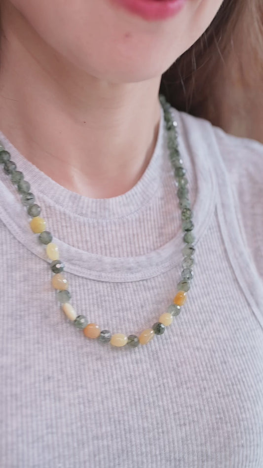 OnlyOne 1-7 Necklace | Green Rutilated Quartz(A) Yellow Opal(A)