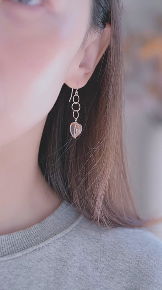 OnlyOne 1-14 Heart Earrings | Red Hematoid Quartz