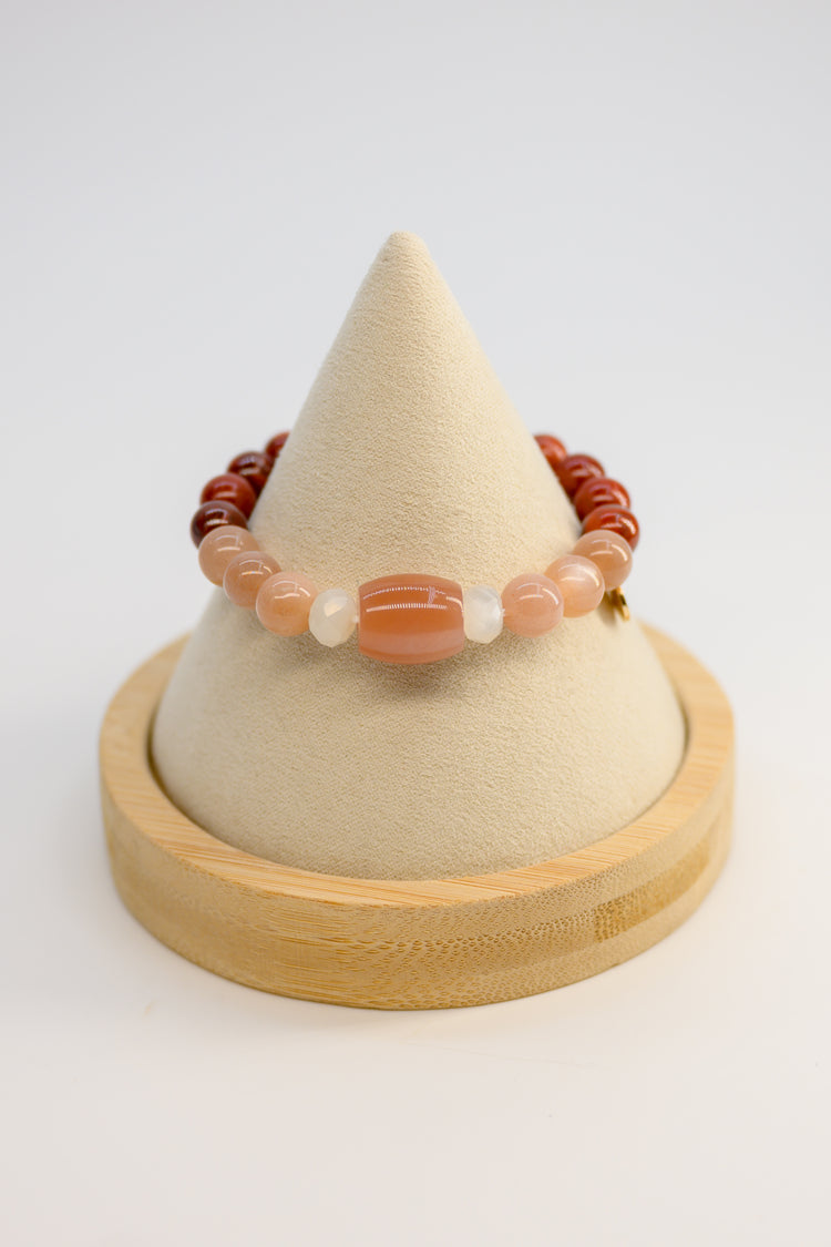 Fortune Flow Bracelet | Red Snake Skin Jasper Peach Moonstone